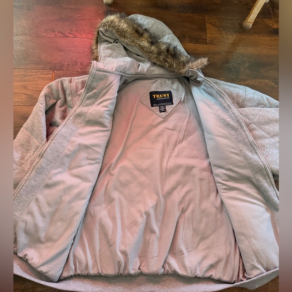 TRUST Gray Heavyweight Jacket with Faux Fur Hood - Picture 2 of 4
